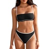 image:imageSUUKSESS Women Bandeau High Waisted Bikini Set Cheeky High Cut 2 Piece Swimsuits198 Black White