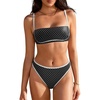image:imageSUUKSESS Women Bandeau High Waisted Bikini Set Cheeky High Cut 2 Piece Swimsuits198 Black White Polka Dots