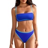 image:imageSUUKSESS Women Bandeau High Waisted Bikini Set Cheeky High Cut 2 Piece Swimsuits198 Blue Color Block