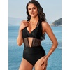 image:imageSUUKSESS Women 2 Piece Bikini Set High Waisted Tummy Control SwimsuitsBlack