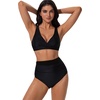 image:imageSUUKSESS Women 2 Piece Bikini Set High Waisted Tummy Control SwimsuitsBlack