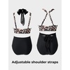 image:imageSUUKSESS Women 2 Piece Bikini Set High Waisted Tummy Control SwimsuitsBlack Leopard