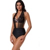 image:imageSUUKSESS Women 2 Piece Bikini Set High Waisted Tummy Control SwimsuitsBlack Leopard