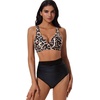 image:imageSUUKSESS Women 2 Piece Bikini Set High Waisted Tummy Control SwimsuitsBlack Leopard
