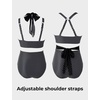 image:imageSUUKSESS Women 2 Piece Bikini Set High Waisted Tummy Control SwimsuitsBlack White Polka Dots
