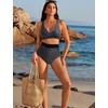 image:imageSUUKSESS Women 2 Piece Bikini Set High Waisted Tummy Control SwimsuitsBlack White Polka Dots