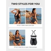 image:imageSUUKSESS Women 2 Piece Bikini Set High Waisted Tummy Control SwimsuitsBlack White Polka Dots