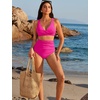 image:imageSUUKSESS Women 2 Piece Bikini Set High Waisted Tummy Control SwimsuitsHot Pink