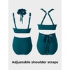 image:imageSUUKSESS Women 2 Piece Bikini Set High Waisted Tummy Control SwimsuitsPeacock Blue