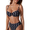 image:imageSUUKSESS Women High Waisted Underwire Bikini Set Cheeky High Cut 2 Piece Swimsuit216 Black White Polka Dot