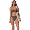 image:imageSUUKSESS Women High Waisted Underwire Bikini Set Cheeky High Cut 2 Piece Swimsuit216 Brown Blue Polka Dot