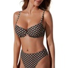 image:imageSUUKSESS Women High Waisted Underwire Bikini Set Cheeky High Cut 2 Piece Swimsuit216 Brown Blue Polka Dot