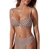 image:imageSUUKSESS Women High Waisted Underwire Bikini Set Cheeky High Cut 2 Piece Swimsuit216 Brown Color Block