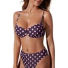 image:imageSUUKSESS Women High Waisted Underwire Bikini Set Cheeky High Cut 2 Piece Swimsuit216 Brown Pink Polka Dot