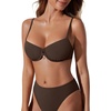 image:imageSUUKSESS Women High Waisted Underwire Bikini Set Cheeky High Cut 2 Piece Swimsuit216 Dark Brown
