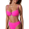 image:imageSUUKSESS Women High Waisted Underwire Bikini Set Cheeky High Cut 2 Piece Swimsuit216 Hot Pink
