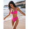 image:imageSUUKSESS Women High Waisted Underwire Bikini Set Cheeky High Cut 2 Piece Swimsuit216 Hot Pink