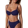 image:imageSUUKSESS Women High Waisted Underwire Bikini Set Cheeky High Cut 2 Piece Swimsuit216 Navy Blue