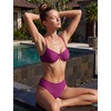 image:imageSUUKSESS Women High Waisted Underwire Bikini Set Cheeky High Cut 2 Piece Swimsuit216 Purple