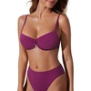 image:imageSUUKSESS Women High Waisted Underwire Bikini Set Cheeky High Cut 2 Piece Swimsuit216 Purple