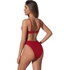 image:imageSUUKSESS Women High Waisted Underwire Bikini Set Cheeky High Cut 2 Piece Swimsuit216 Red