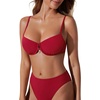 image:imageSUUKSESS Women High Waisted Underwire Bikini Set Cheeky High Cut 2 Piece Swimsuit216 Red