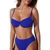 image:imageSUUKSESS Women High Waisted Underwire Bikini Set Cheeky High Cut 2 Piece Swimsuit216 Royal Blue