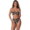 image:imageSUUKSESS Women High Waisted Underwire Bikini Set Cheeky High Cut 2 Piece Swimsuit216 Vintage Floral Black