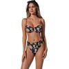 image:imageSUUKSESS Women High Waisted Underwire Bikini Set Cheeky High Cut 2 Piece Swimsuit216 Vintage Floral Black