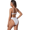 image:imageSUUKSESS Women High Waisted Underwire Bikini Set Cheeky High Cut 2 Piece Swimsuit216 White