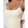 image:imageSUUKSESS Women One Piece Tummy Control Swimsuit Crisscross Backless Bathing SuitBeige White
