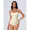image:imageSUUKSESS Women One Piece Tummy Control Swimsuit Crisscross Backless Bathing SuitBeige White