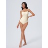 image:imageSUUKSESS Women One Piece Tummy Control Swimsuit Crisscross Backless Bathing SuitBeige White