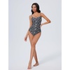 image:imageSUUKSESS Women One Piece Tummy Control Swimsuit Crisscross Backless Bathing SuitBlack Floral