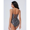 image:imageSUUKSESS Women One Piece Tummy Control Swimsuit Crisscross Backless Bathing SuitBlack Floral