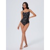 image:imageSUUKSESS Women One Piece Tummy Control Swimsuit Crisscross Backless Bathing SuitBlack White Polka Dots