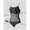 image:imageSUUKSESS Women One Piece Tummy Control Swimsuit Crisscross Backless Bathing SuitBlack White Polka Dots