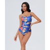 image:imageSUUKSESS Women One Piece Tummy Control Swimsuit Crisscross Backless Bathing SuitBlue Pattern
