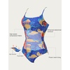 image:imageSUUKSESS Women One Piece Tummy Control Swimsuit Crisscross Backless Bathing SuitBlue Pattern