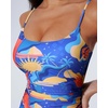 image:imageSUUKSESS Women One Piece Tummy Control Swimsuit Crisscross Backless Bathing SuitBlue Pattern
