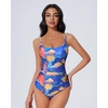 image:imageSUUKSESS Women One Piece Tummy Control Swimsuit Crisscross Backless Bathing SuitBlue Pattern