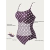 image:imageSUUKSESS Women One Piece Tummy Control Swimsuit Crisscross Backless Bathing SuitBrownPink Polka Dots
