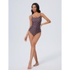 image:imageSUUKSESS Women One Piece Tummy Control Swimsuit Crisscross Backless Bathing SuitBrownPink Polka Dots