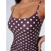image:imageSUUKSESS Women One Piece Tummy Control Swimsuit Crisscross Backless Bathing SuitBrownPink Polka Dots