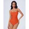 image:imageSUUKSESS Women One Piece Tummy Control Swimsuit Crisscross Backless Bathing SuitCoral