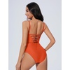 image:imageSUUKSESS Women One Piece Tummy Control Swimsuit Crisscross Backless Bathing SuitCoral