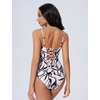 image:imageSUUKSESS Women One Piece Tummy Control Swimsuit Crisscross Backless Bathing SuitHeavy Petal