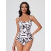 image:imageSUUKSESS Women One Piece Tummy Control Swimsuit Crisscross Backless Bathing SuitHeavy Petal