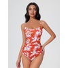image:imageSUUKSESS Women One Piece Tummy Control Swimsuit Crisscross Backless Bathing SuitOrange Floral