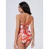 image:imageSUUKSESS Women One Piece Tummy Control Swimsuit Crisscross Backless Bathing SuitOrange Floral